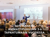 Seminaarit ja konferenssit ovat suosituimpia tapahtumia, joihin ammattipuhujia hankitaan. Kuvassa: Vuoden puhuja, Henkka Hyppönen Kokoustamon Aamussa, 2015.