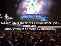 Vuoden puhuja -gaala on vuosittainen puhuja-alan suurin juhla. Kuvassa: Vuoden puhuja 2016 Madventures julkistettiin 16.02.2017 Suomen Kansallisoopperassa.